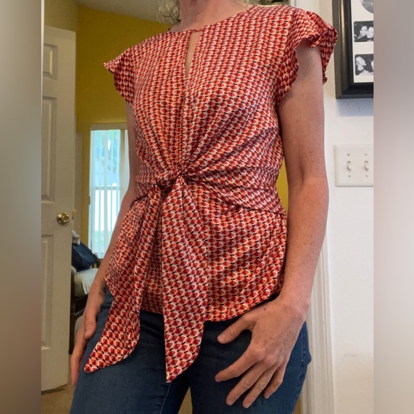 Forever 21 Flutter Sleeve Orange Blouse (sm) - Picture 7 of 9